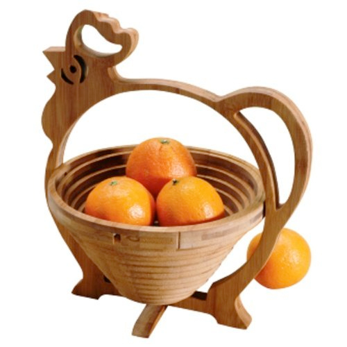 Danesco Natural Living Bamboo Rooster Collapsible Fruit Basket Danesco Natural Living Bamboo Rooster Collapsible Fruit Basket