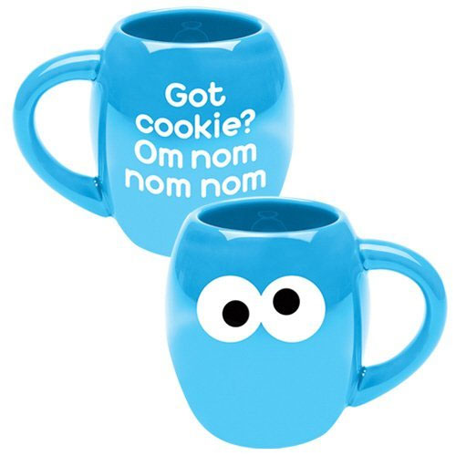 Cookie Monster Mug Vandor 5-1/2 by 4 by 4-1/2-Inch Sesame Street Cookie Monster 18-Ounce Ceramic Mug, Multicolored