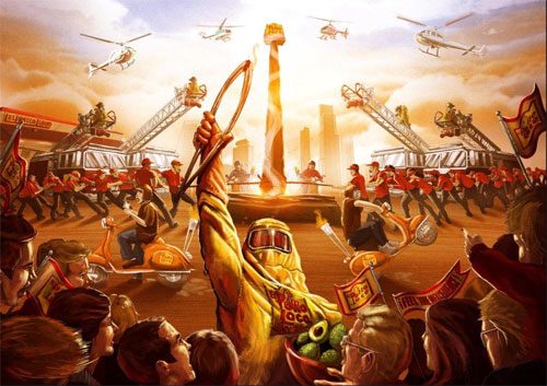     * Escalating cheers and excitement from crowds as El Pollo Loco crew members pull the ropes of a massive 25-foot bow drill until an ember possibly emerges     * An El Pollo Loco Grill Master donned in a flame-retardant suit enters the Bow Drill area with giant tongs to grasp the ember that will become the hand-made flame that unites the grills at El Pollo Loco restaurants     * Fire trucks and safety personnel will oversee the event