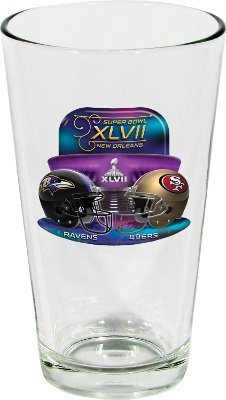 Superbowl 2013 Super Bowl XLVII 47 Baltimore Ravens vs San Francisco 49ers NFL Football Dueling Pint Glass Superbowl 2013 Super Bowl XLVII 47 Baltimore Ravens vs San Francisco 49ers NFL Football Dueling Pint Glass