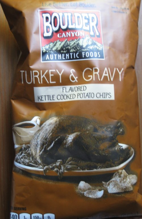 Turkey and Gravy Potato Chips packaging art by Boulder Authentic Foods